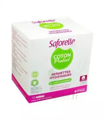 Saforelle Coton Protect Serviette Jetable Avec Ailette B/10 à Lherm